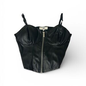 Black Leather Bustier Top